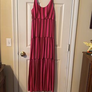 Pink and magenta  Striped Maxi sun Dress